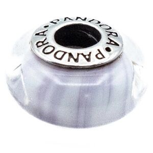 PANDORA LAVENDER CANDY STRIPES MURANO GLASS STERLING SILVER CHARM